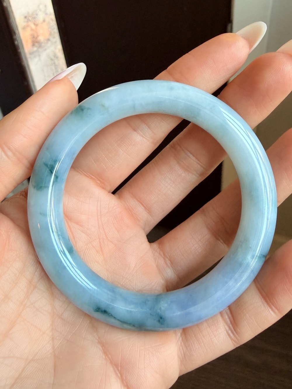 Monet Burmese Jadeite Bangle Bracelet - type A with certificate - 53.8